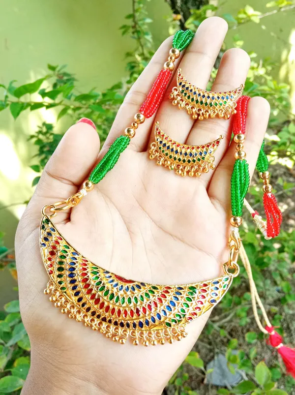 Assamese_Traditional_Gold_Plated_Multicolour_Joon_Tassel_Jewellery_Set_For_Women
